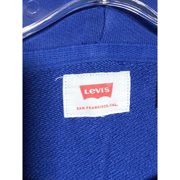 Levis Strauss Logo Two Horse Pullover Hoodie Blue Checkered Mens S Retro Y2K - Picture 7 of 10